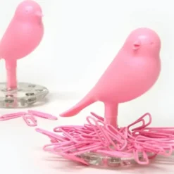 Magnethalter / Büroklammernhalter Nest Sparrow pink