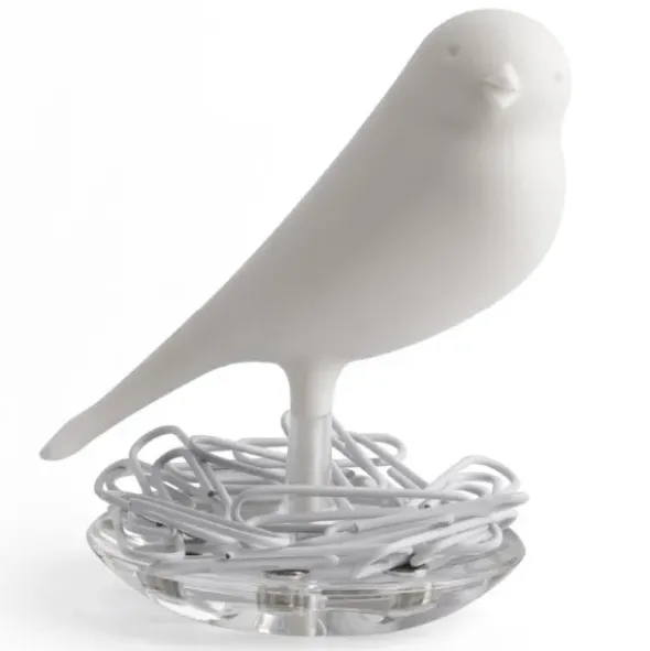 Magnethalter / Büroklammernhalter Nest Sparrow weiß
