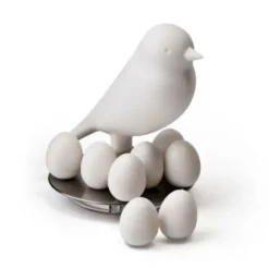 Magnethalter Vogel weiß mit 8 Eier-Magneten weiß – Egg Sparrow