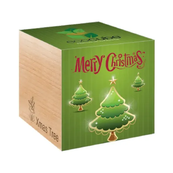 Merry Christmas 2 ecocube, Tannenbaum im Holzwürfel