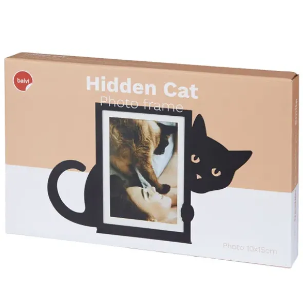 Metall Fotorahmen Katze schwarz - Hochformat