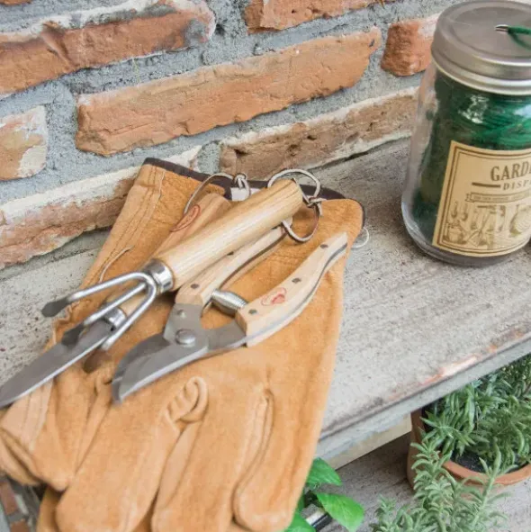 Mini Harke und Schaufel mit Holzgriff Set, Edelstahl