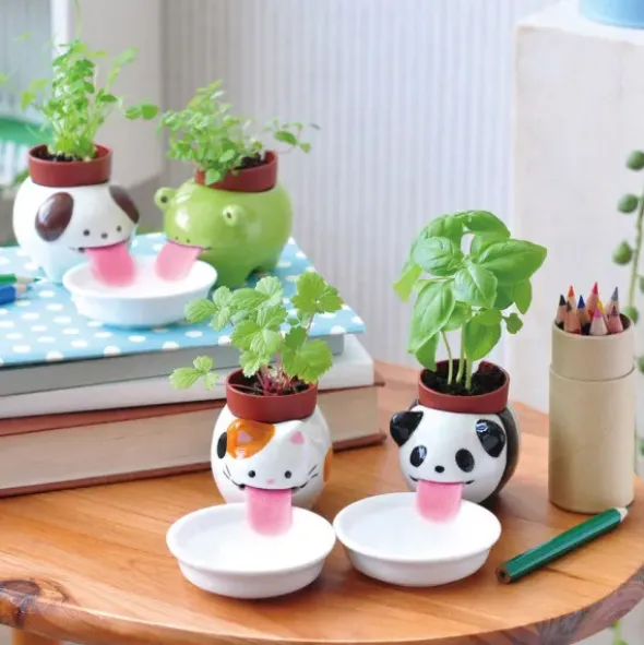 Mini Pflanzset PEROPON KATZE Keramik, selbstbewässernd