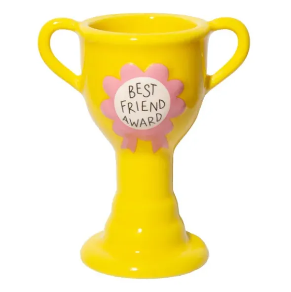 Minivase TROPHY 11,5 cm gelb – kleine Pokal Vase "Best Friend Award"