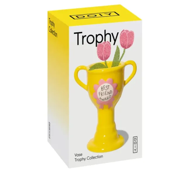Minivase TROPHY 11,5 cm gelb – kleine Pokal Vase "Best Friend Award"