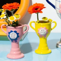 Minivase TROPHY 11,5 cm gelb – kleine Pokal Vase