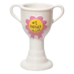 Minivase TROPHY 11,5 cm weiß – kleine Pokal Vase #1 Partner in Life