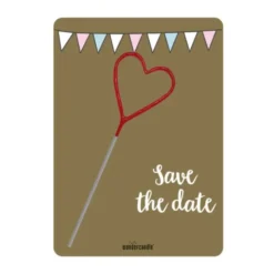 Mini Wondercard mit Wunderkerze SAVE THE DATE - gold