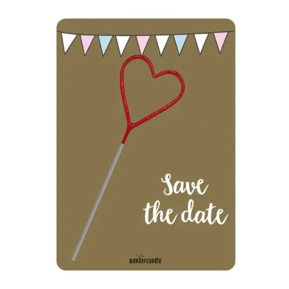 Mini Wondercard mit Wunderkerze SAVE THE DATE - gold