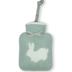 Mini Wärmflasche Hase 0,2 l - Handwärmer mit Filzbezug in mint