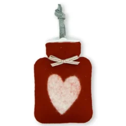 Mini Wärmflaschen rot / Handwärmer aus Filz mit Herzmotiv