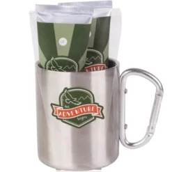 Männer Pflegeset Adventure – Geschenkset Edelstahlbecher mit Karabinergriff, Duschgel & Aftershave