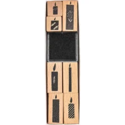 Motiv Holzstempel Set KERZEN + Stempelkissen