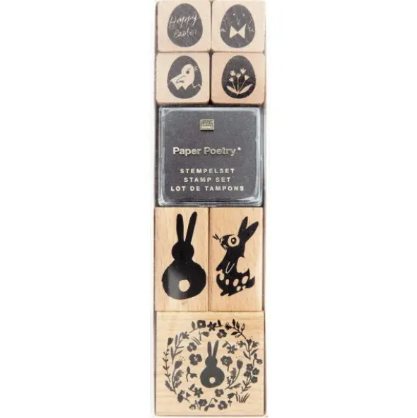 Motiv Holzstempel Set Ostern + Stempelkissen