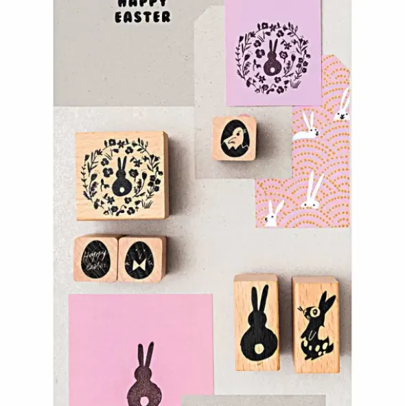 Motiv Holzstempel Set Ostern + Stempelkissen