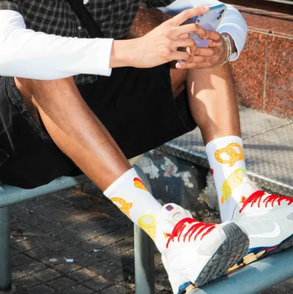 Motivsocken Fastfood - Spruchsocken "good food, good mood"