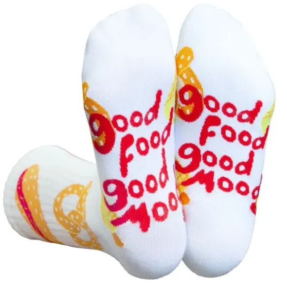 Motivsocken Fastfood - Spruchsocken "good food, good mood"