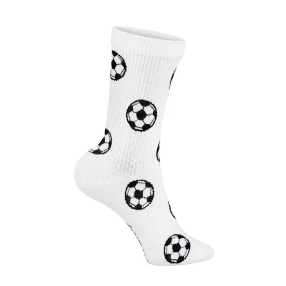 Motivsocken mit Fußbällen – weiße Socken mit Fußballmotiv Gr. 36-39
