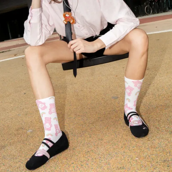 Motivsocken Regenbogen-Bären - Spruchsocken "I don´t care"