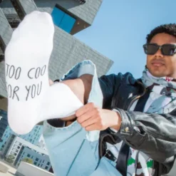 Motivsocken Taube - Spruchsocken "Too cool for you"