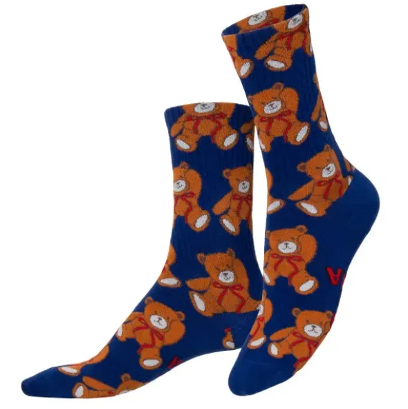 Motivsocken Teddybären - Spruchsocken "Hugs over Drama"