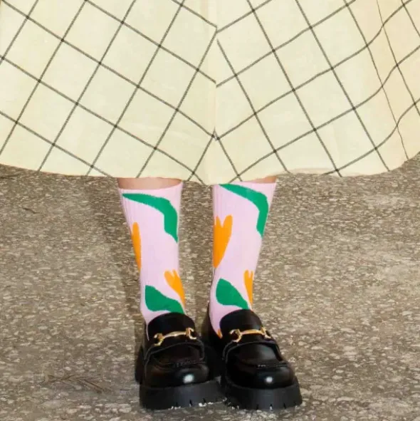 Motivsocken Tulpen - Spruchsocken "Tulips can´t bloom without rain"