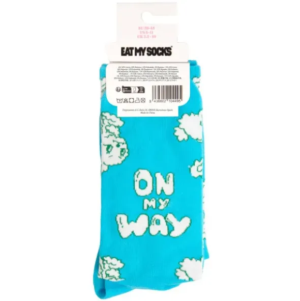 Motivsocken Wolkenhasen - Spruchsocken "On my way"