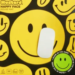 Mousepad Happy Face - rund Ø 21cm, leuchtet im Dunkeln