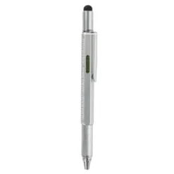 Multifunktionsstift The Architekt silber - Kugelschreiber mit Wasserwaage, Stylus, Bits & Lineal