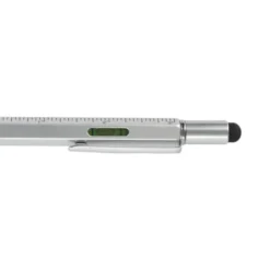 Multifunktionsstift The Architekt silber - Kugelschreiber mit Wasserwaage, Stylus, Bits & Lineal