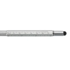 Multifunktionsstift The Architekt silber - Kugelschreiber mit Wasserwaage, Stylus, Bits & Lineal