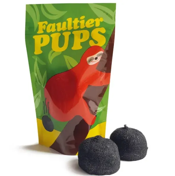 Naschbeutel Faultier Pups - Marshmallows schwarz