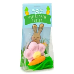 Naschbeutel Osterhasen Futter - Fruchtgummischnur & Marshmallowblume