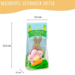 Naschbeutel Osterhasen Futter - Fruchtgummischnur & Marshmallowblume
