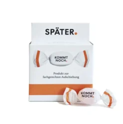 Naschbox für mehr Geduld - Bonbons "Später, kommt noch" mit Orangengeschmack