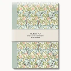 Notizbücher 2er-Set A5 liniert – Notizhefte im Blumendesign gold grün & geprägter Struktur