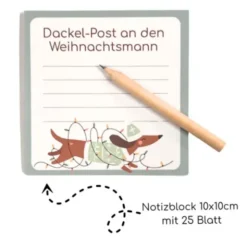 Notizblock mit Stift - Dackel-Post an den Weihnachtsmann