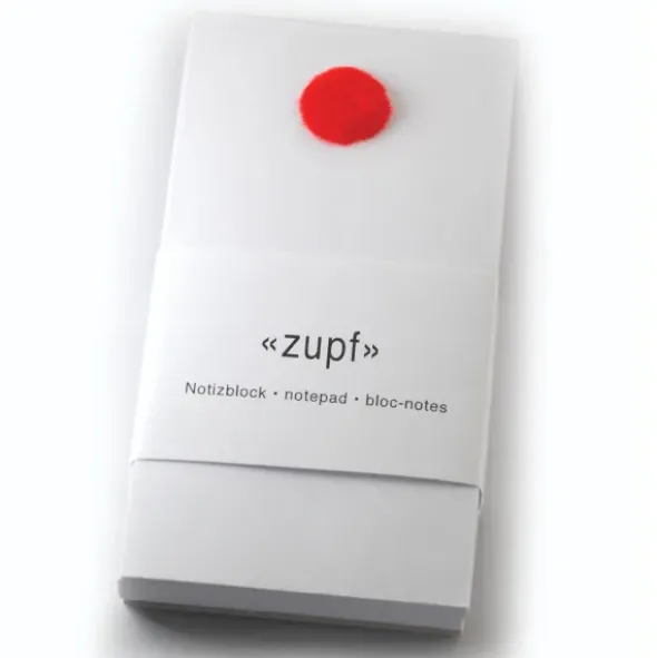 Notizblock zupf - Merkblock mit 100 Blatt & Pompon rot