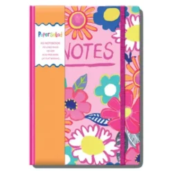 Notizbuch NOTES DIN A5 liniert mit 192 Seiten – Notizheft mit bunten Blumenmotiv
