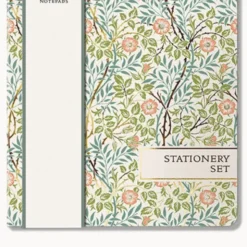 Notizset DIN A5 mit Blumenmotiv grün - mit Notizblock, Haftnotizen und Bleistift