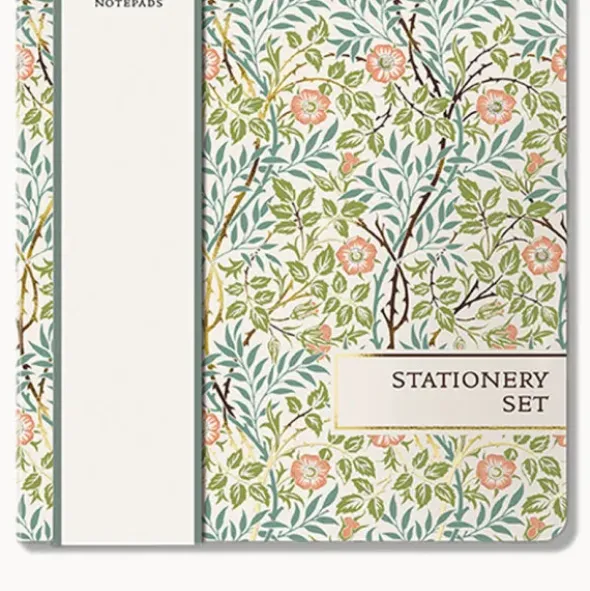 Notizset DIN A5 mit Blumenmotiv grün - mit Notizblock, Haftnotizen und Bleistift