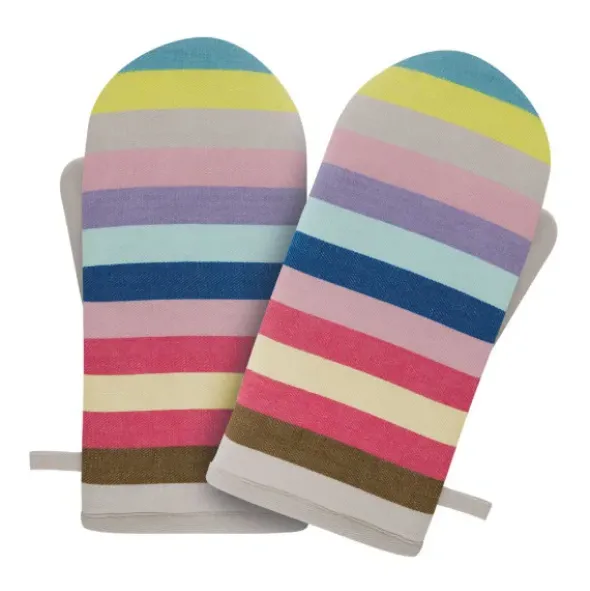 Ofenhandschuhe Paar, bunt gestreift - Set Nr. 5