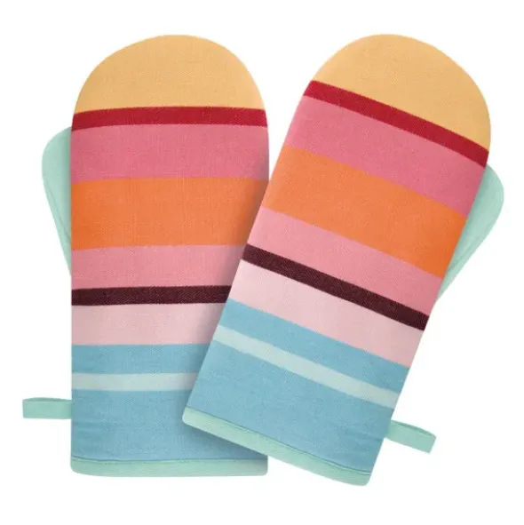 Ofenhandschuhe Paar, bunt gestreift - Set Nr. 4