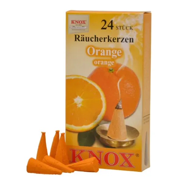 Original Räucherkerzen ORANGE, 24 Räucherkegel