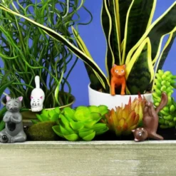 Pflanzenstecker - witzige Yoga Katzen 4er Set