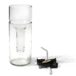 Pflanzgefäß selbstbewässernd aus Glas transparent - self watering bottle mit Wasserresservoir & Dochtbewässung
