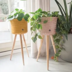 Pflanzständer BASKET UP HIGH 60 cm - blaugrün
