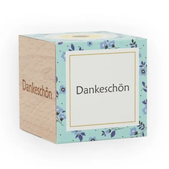 Pflanzwürfel DANKESCHÖN - Sonnenblume im Holzwürfel