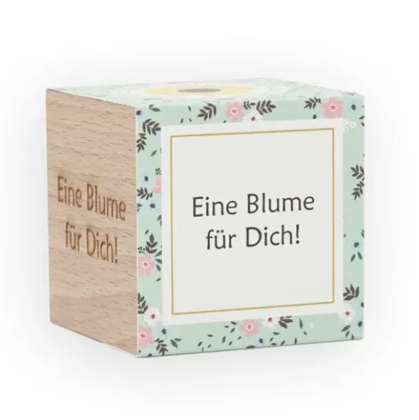 Pflanzwürfel EINE BLUME FÜR DICH - Sonnenblume im Holzwürfel