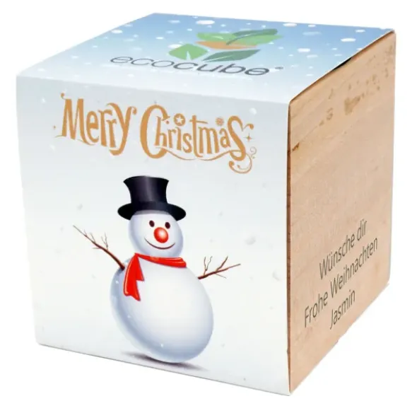 Pflanzwürfel Tannenbaum Schneemann mit persönlicher Gravur